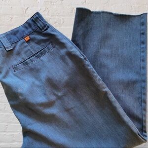 VINTAGE Big Ben Blue Wide Leg Cropped Cut Off Utility Work Pants